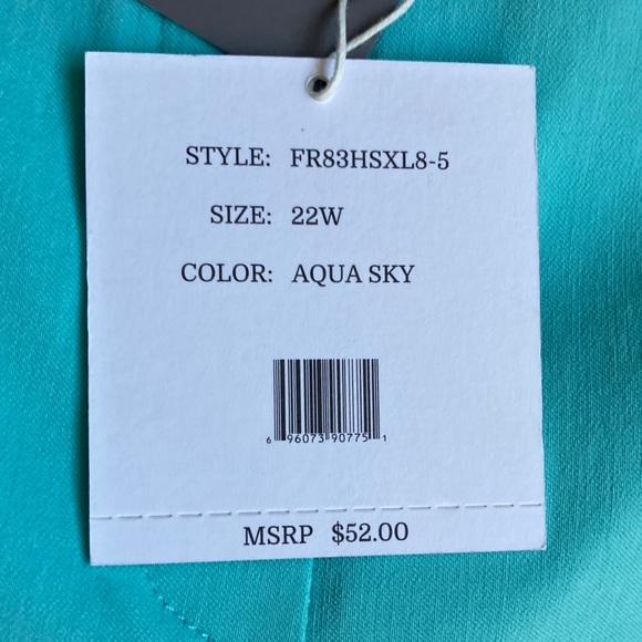 Zac & Rachel midrise wide crop pant with stretch aqua 22W - Picture 10 of 17